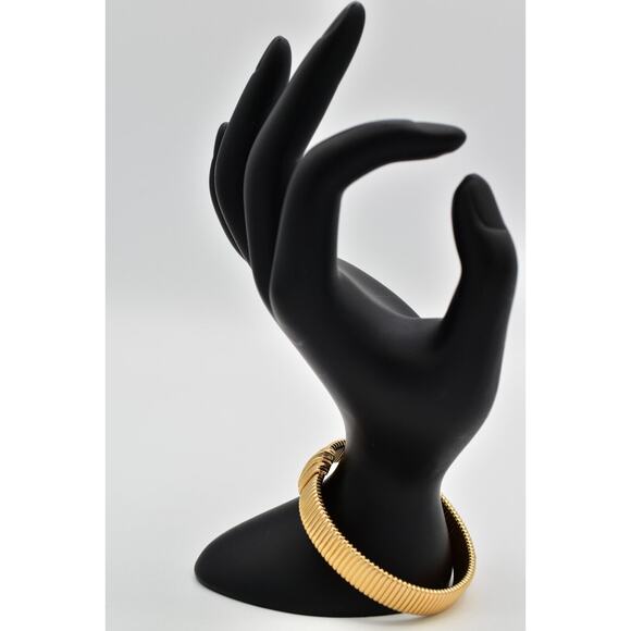 Christian Dior Vintage Crystal Bangle Bracelet Omega Gold NOS Signed 1980s Bin8 - Picture 7 of 12